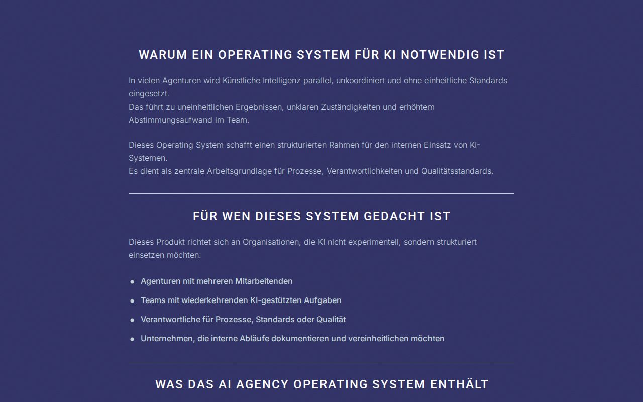 AI Agency Operating System 2026 | Struktur & Standards für Agenturen